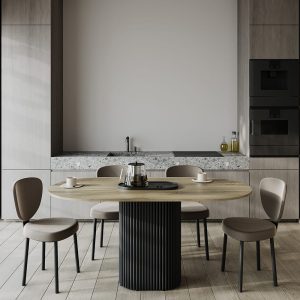 Обеденный стол TRUBIS Wood Oval 160 х 80 см, орех/черный