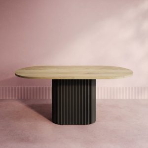 Обеденный стол TRUBIS Wood Oval 180 х 90 см, орех/черный