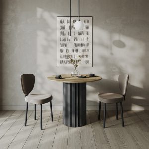 Обеденный стол TRUBIS Wood L D80 см, орех/черный