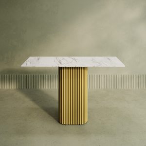 Консоль TRUBIS 120 х 40 см, белый мрамор/золотой