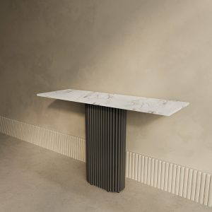 Консоль TRUBIS 120 х 40 см, белый мрамор/черный