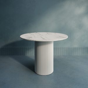 Обеденный стол TRUBIS Wood L D100 см, белый мрамор/белый