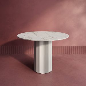 Обеденный стол TRUBIS Wood L D110 см, белый мрамор/белый