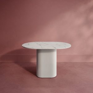 Обеденный стол TRUBIS Wood Oval 120 х 80 см, белый мрамор/белый