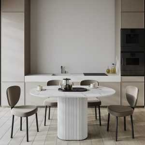 Обеденный стол TRUBIS Wood Oval 140 х 80 см, белый мрамор/белый