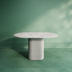 Обеденный стол TRUBIS Wood Oval 140 х 80 см, белый мрамор/белый