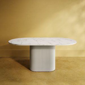Обеденный стол TRUBIS Wood Oval 180 х 90 см, белый мрамор/белый