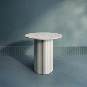 Обеденный стол TRUBIS Wood L D80 см, белый мрамор/белый