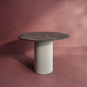 Обеденный стол TRUBIS Wood L D110 см, темный мрамор/белый