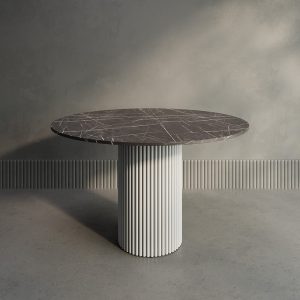 Обеденный стол TRUBIS Wood L D120 см, темный мрамор/белый