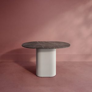 Обеденный стол TRUBIS Wood Oval 120 х 80 см, темный мрамор/белый