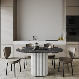 Обеденный стол TRUBIS Wood Oval 140 х 80 см, темный мрамор/белый