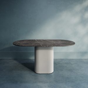 Обеденный стол TRUBIS Wood Oval 160 х 80 см, темный мрамор/белый