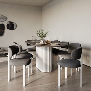 Обеденный стол TRUBIS Wood Oval 180 х 90 см, темный мрамор/белый