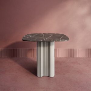 Обеденный стол TRUBIS Wood CLEVER 90 см, темный мрамор/белый