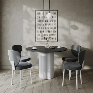 Обеденный стол TRUBIS Wood L D120 см, черный/белый