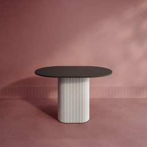 Обеденный стол TRUBIS Wood Oval 120 х 80 см, черный/белый