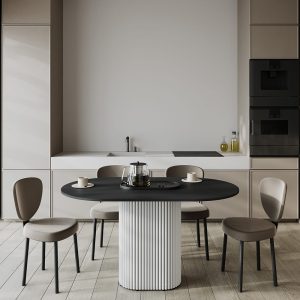 Обеденный стол TRUBIS Wood Oval 140 х 80 см, черный/белый