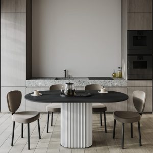 Обеденный стол TRUBIS Wood Oval 160 х 80 см, черный/белый