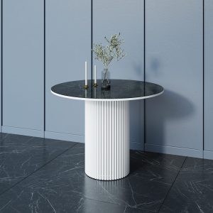 Обеденный стол TRUBIS Wood Wood + Glass L 100 темный мрамор/белый