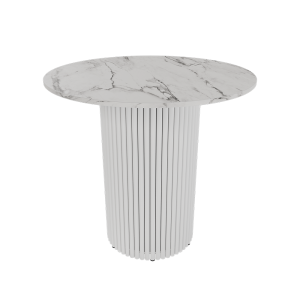 Обеденный стол TRUBIS Wood L D80 см, белый мрамор/белый