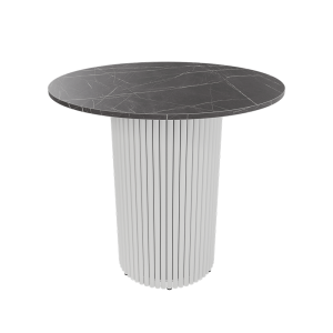 Обеденный стол TRUBIS Wood L D80 см, темный мрамор/белый