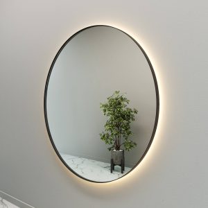 Зеркало в черной раме c теплой подсветкой, RAUNTEL XL LED, 150 см