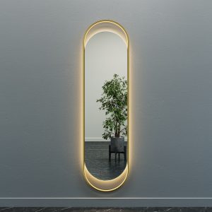 Зеркало в золотой раме с теплой подсветкой, EVELIX L LED, 178 х 48 см