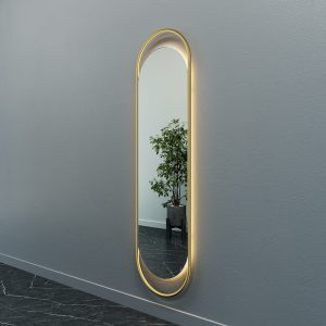 Зеркало в золотой раме с теплой подсветкой, EVELIX L LED, 178 х 48 см