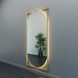 Зеркало в золотой раме с теплой подсветкой, KVADEN XL LED, 200 х 100 см