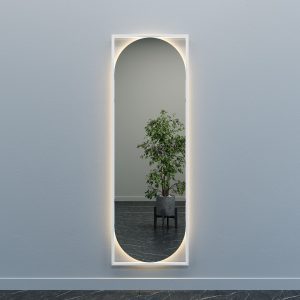 Зеркало в белой раме с теплой подсветкой, KVADEN L LED, 180 х 60 см