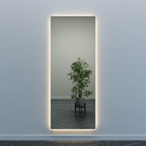 Зеркало в белой раме с теплой подсветкой HALFEO XL Slim LED, 200 х 80 см