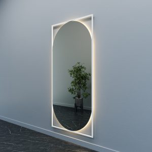 Зеркало в белой раме с теплой подсветкой, KVADEN XL LED, 200 х 100 см