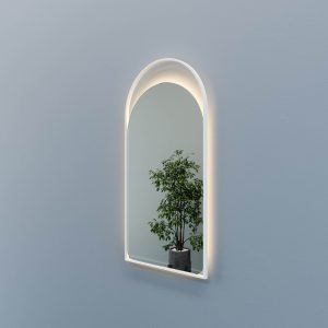 Зеркало в белой раме с теплой подсветкой ARKELO LED, 102 x 52 см