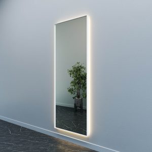 Зеркало в белой раме с теплой подсветкой HALFEO XL Slim LED, 200 х 80 см