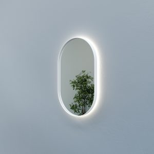 Зеркало в белой раме с нейтральной подсветкой NOLVIS S LED, 81 х 51 см