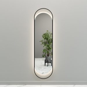 Зеркало в черной раме с нейтральной подсветкой, EVELIX L LED, 178 х 48 см