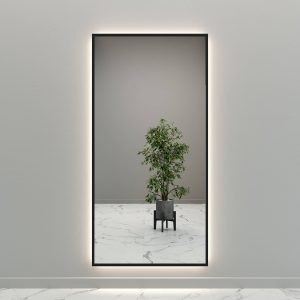 Зеркало в черной раме с нейтральной подсветкой HALFEO XL LED, 200 x 100 см