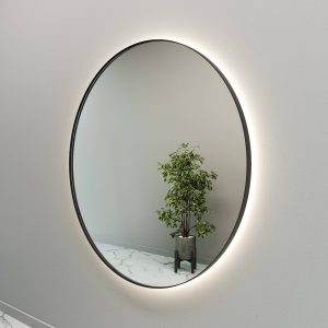 Зеркало в черной раме c нейтральной подсветкой, RAUNTEL XL LED, 150 см