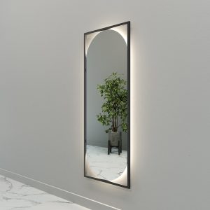 Зеркало в черной раме с нейтральной подсветкой, KVADEN M LED, 139 х 54 см