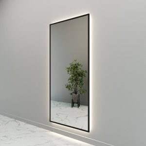 Зеркало в черной раме с нейтральной подсветкой HALFEO XL LED, 200 x 100 см