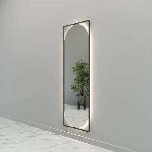 Зеркало в черной раме с нейтральной подсветкой, KVADEN L LED, 180 х 60 см