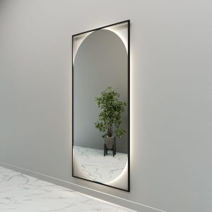 Зеркало в черной раме с нейтральной подсветкой, KVADEN XL LED, 200 х 100 см