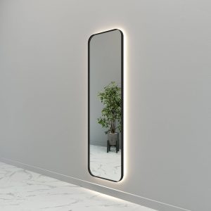 Зеркало в черной раме с нейтральной подсветкой KUVINO L LED, 180 x 55 см