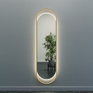 Зеркало в золотой раме с нейтральной подсветкой, EVELIX L LED, 178 х 48 см