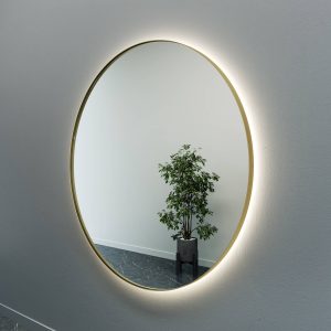 Зеркало в золотой раме c нейтральной подсветкой, RAUNTEL XL LED, 150 см