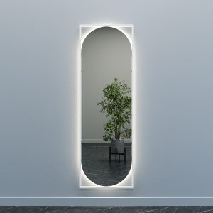 Зеркало в белой раме с нейтральной подсветкой, KVADEN L LED, 180 х 60 см