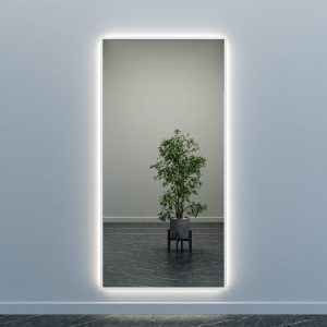 Зеркало в белой раме с теплой подсветкой HALFEO XL LED, 200 x 100 см