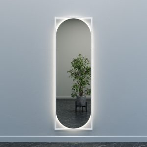 Зеркало в белой раме с нейтральной подсветкой, KVADEN L LED, 180 х 60 см