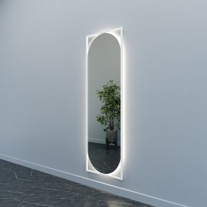 Зеркало в белой раме с нейтральной подсветкой, KVADEN L LED, 180 х 60 см